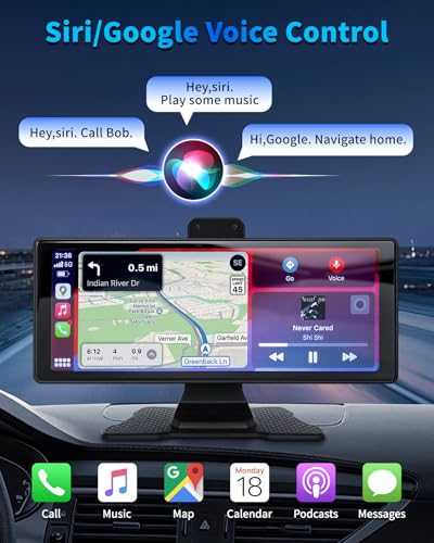 Wireless Carplay Screen for Car 10.26" Portable Touchscreen Car Stereo for Apple Carplay & Android Auto with 4K 360 Rotati...
