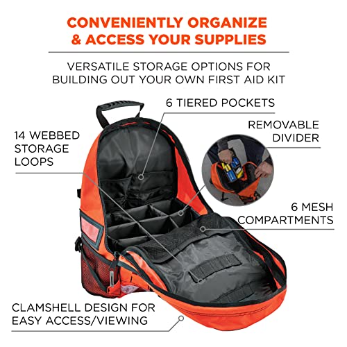 Ergodyne Arsenal 5243 Medic First Responder Trauma Backpack Jump Bag, Orange