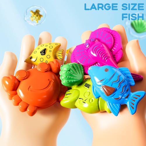 Magnetic Fishing Pool Toys Game for Kids Toddlers 3-5 4-8, Fishing Water Table Bathtub Toy with Inflatable Pool Pole Rod N...