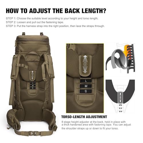 Mardingtop 75L Molle Hiking Internal Frame Backpacks with Rain Cover for Camping,Backpacking,Travelling
