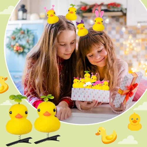 12 Pcs Duck Hair Clips, Cute Festival Rave Sprouts, Yellow Duck Hairpin Accessorie for School Home Party Props