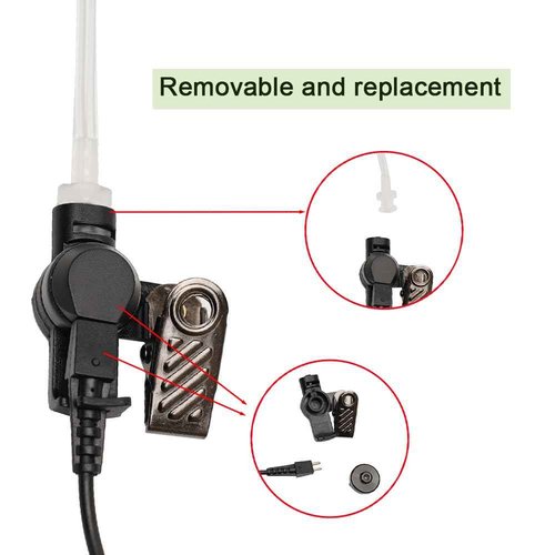 TDYU Acoustic Tube Earpiece Headset with PTT Mic Compatible with Motorola CP200 CP200D CP185 CLS1410 CLS1110 BPR40 DTR410 PR400 RMU2040 Walkie Talkie Two Way Radio 10 Pack