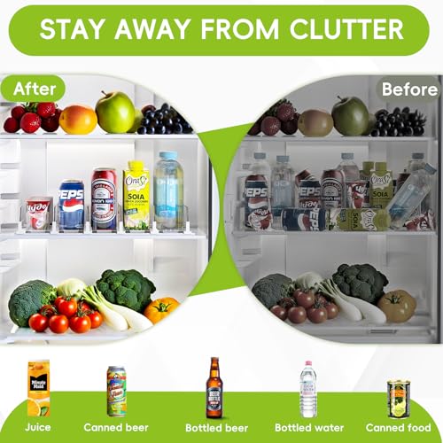 Soda Can Dispenser for Refrigerator,Self-Pushing Drink Organizer for Fridge, Width Adjustable Fridge Organization, Beer Po...