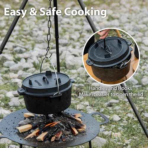 Naturehike Dutch Oven Pot with Lid-4.76 Qt Pre-Seasoned Cast Iron Dutch Oven with Storage Bag-Dual Handles-Lid Doubles as Cast Iron Grill Pan, Use in the Oven, on the Stove & Grill, over the Campfire