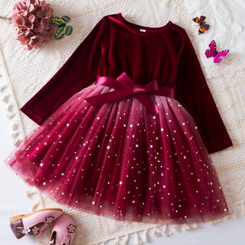 Nileafes Girl Knee-Length Dress Kids Long Sleeve Lace Casual Dresses