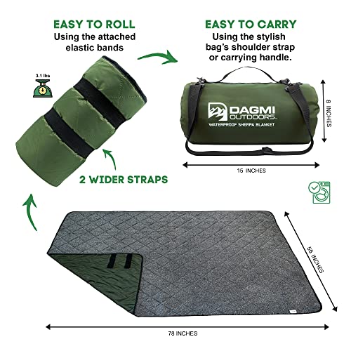 Sherpa Waterproof Outdoor Blanket. Large Sherpa Camping & Stadium Blanket for Cold Weather. Perfect for Picnic, Sports, Co...