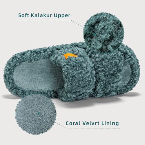 House Slippers for Women Fuzzy Open Toe Soft Comfy Bedroom Shoes for Indoor Outdoor