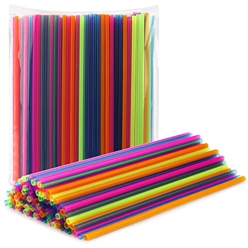 300 Neon Mini Bar Cocktail Straws - Coffee Drink Stirrers, Short Plastic Straws
