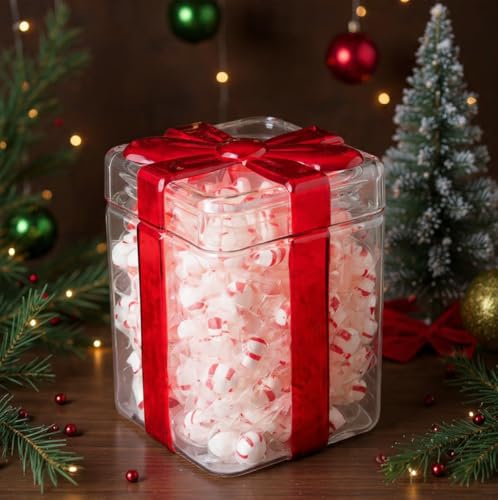 Gift Box Drink dispenser with Red Ribbon Design, Glass Beverage Dispenser For Christmas Party & decorations, Gift Ready Pa...
