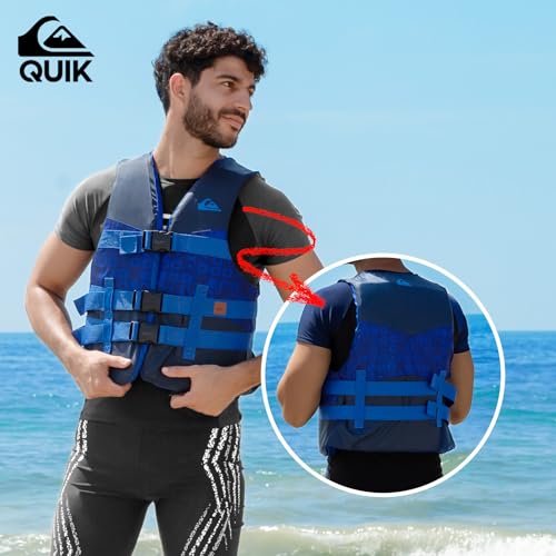 QUIKSILVER Men's Life Vest and Roxy Women's Life Vest, USCG and Transport Canada Approved Evoprene PFD, Personal Flotation...
