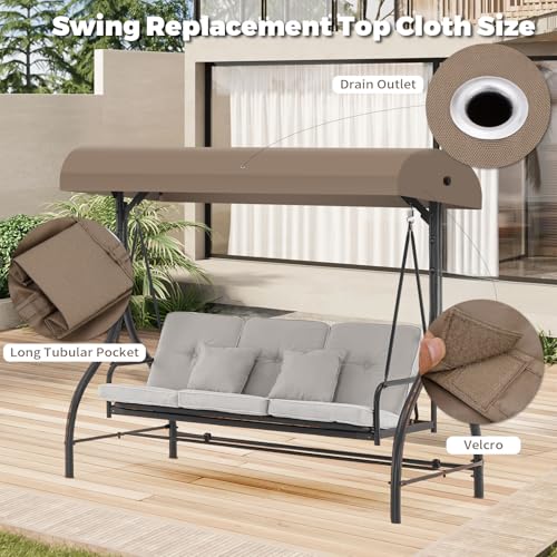 Porch Swing Canopy Replacement Top, Swing Chair Canopy Replacement for GT Porch Swing Model GCS00229C (Beige)