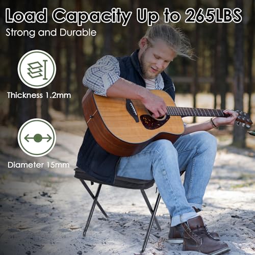 MOONCY Portable Stool, 13 Inch Small Folding Stool for Adults, Ultralight Black Camping Stools for Hiking and Fishing, Hol...