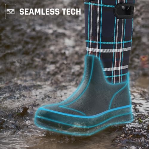 HISEA Women Mud Boots, Neoprene Rubber Garden Shoes Waterproof Mid Calf Rain Boots for Outdoor