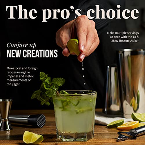 Mixology & Craft Bartender Kit - 13 Piece Set Including Stainless Steel Cocktail Making with Bar Stand & Boston Shaker, Pe...