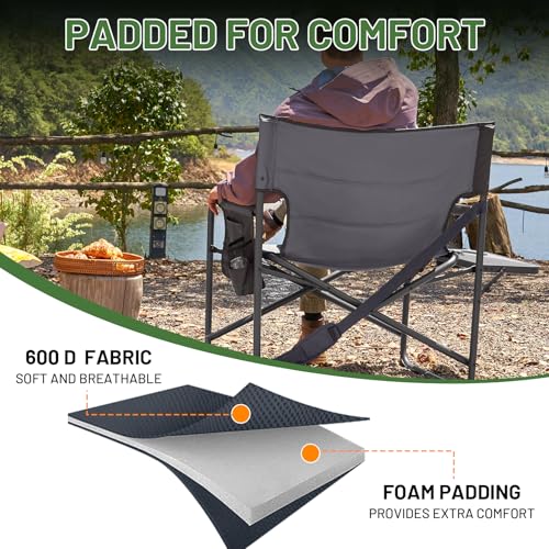 Timber Ridge XXL Director’s Chair – Heavy Duty Folding Camping Chair for Adults, 500lb Capacity, Extra Wide Padded Seat fo...