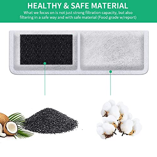 Kastty 8 Pack Replacement Filters and Pump Filters for Battery Operated Cat Water Fountain, Made of Activated Carbon and P...