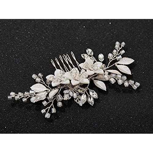 SWEETV Wedding Hair Comb Clip Bridal Crystal Wedding Hair Accessories for Brides and Bridesmaid, Silver
