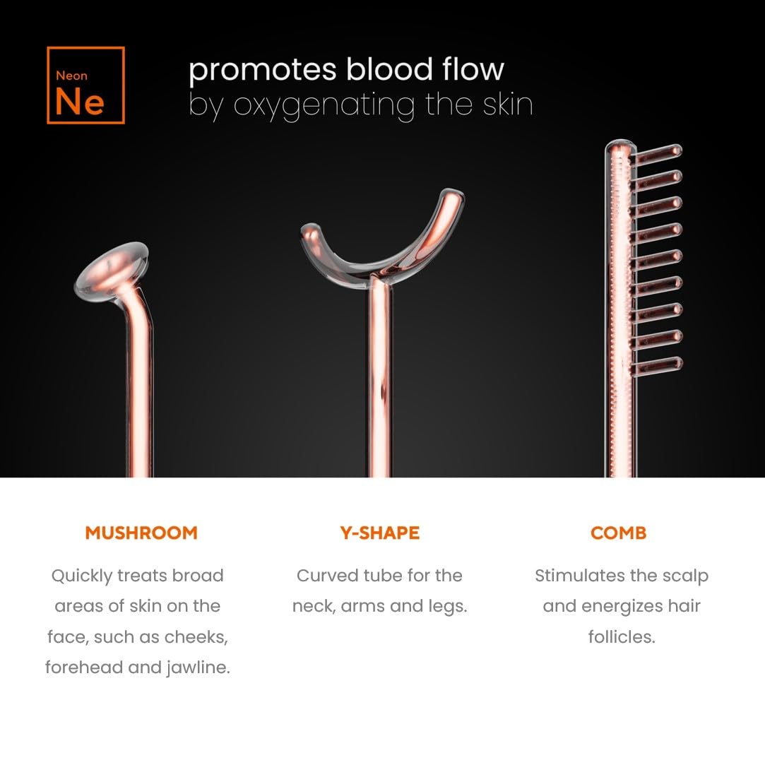 NuDerma Professional Skin Therapy Wand - Portable Skin Therapy Machine with 6 Neon & Argon Wands - Boost Your Skin - Clear Firm