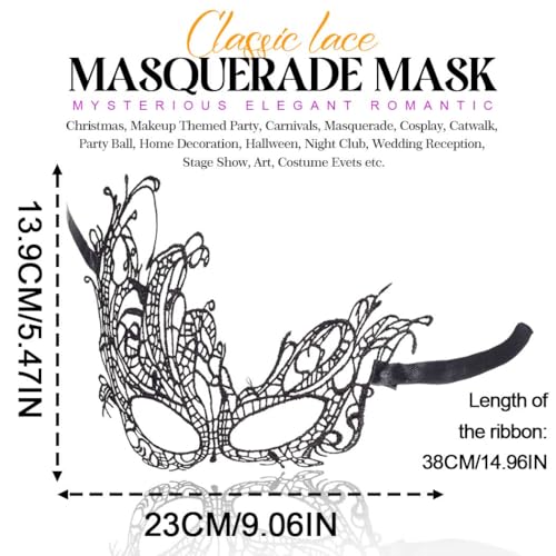 Nicute Lace Masquerade Mask Black Halloween Masks for Women