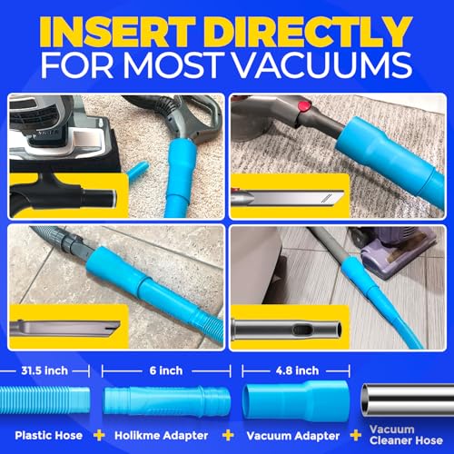 Holikme 2 Pieces Dryer Vent Cleaner Kit, Dryer Lint Vacuum Attachment and Flexible Dryer Lint Brush, Dryer Vent Vacuum Hos...