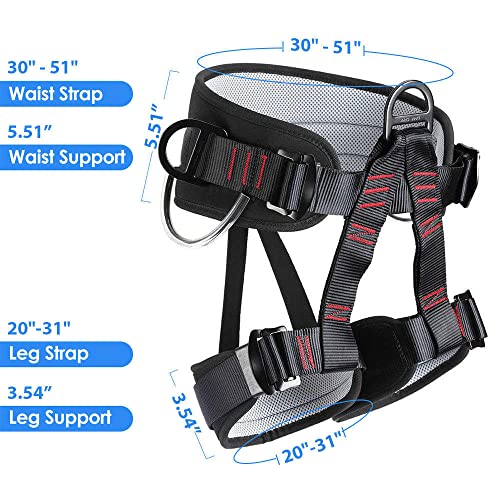 HandAcc Climbing belts, Thicken Professional Half Body Safety Belt Climbing Gear for Tree Climbing, Fire Rescue, Rappellin...