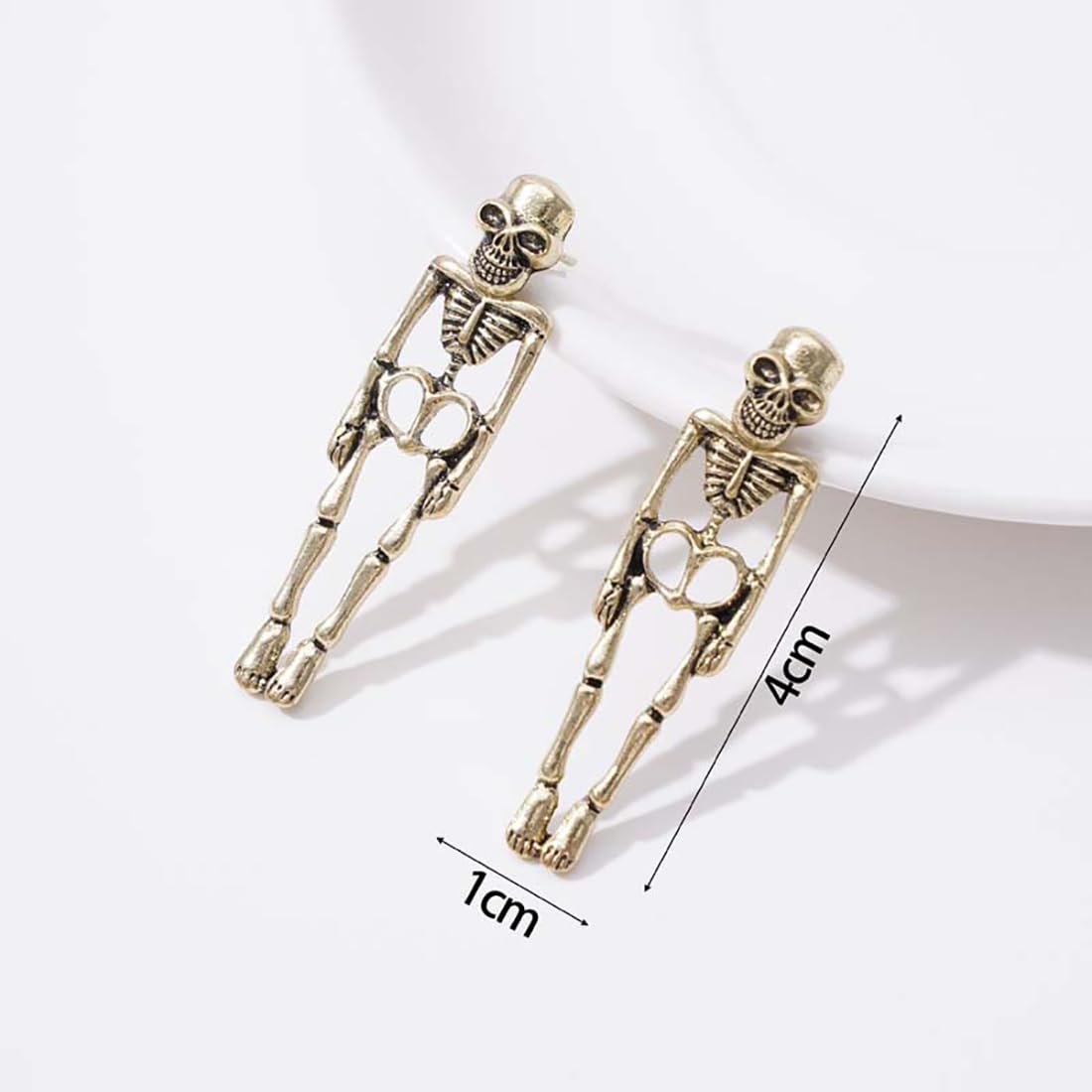 Gothic Skull Earrings Punk Skeleton Groom Bride Front Back Stud Earrings Halloween for Women Girl (Silver)