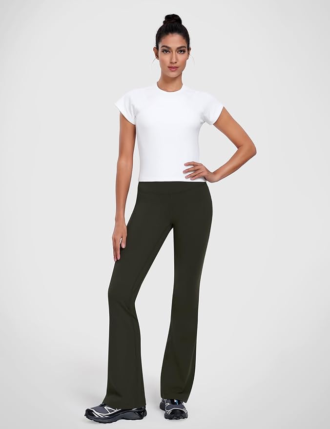 HeyNuts Harmony Flare Leggings 29"/30.5"/32.5"/34.5", High Waisted Tummy Control Wide Leg Bootcut Yoga Pants Lounge Soft