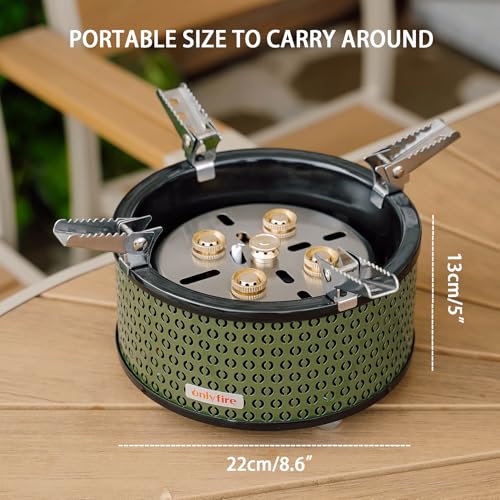 ONLYFIRE OUTDOOR LIVING Portable Camping Gas Stove with Storage Bag & Gas Adapters, 5 Burners Propane Stove for Outdoor Pa...