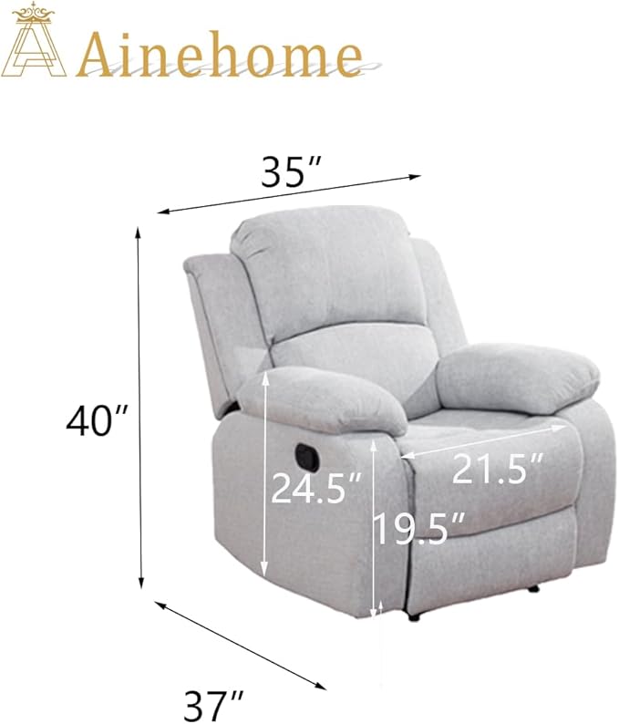 A Ainehome Living Room Furniture Set Leather Recliner Sofa Set Loveseat Chair Furniture Sofa Set for Living Room/Small Space/Rv/House/Office/Theater Seating (A-Grey White Microfiber, Chair)