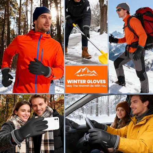 apaepr Winter Waterproof Ski Snow Warm Gloves for Women Men, Windproof Cold Weather Thermal with Touchscreen Fingers
