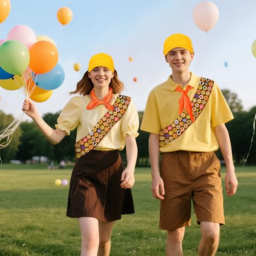 Vifcotlyp Scout Costume Set, Wilderness Explorer Costume Scout Accessories with Hat Sash Scarf for Adults Men Women (3PCS)