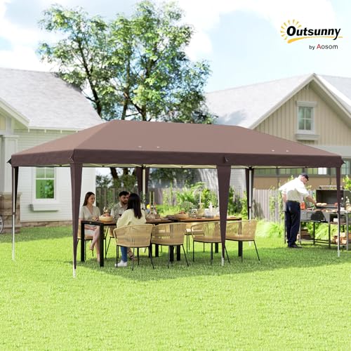 Outsunny 10' x 20' Pop Up Canopy Tent, Upgraded Heavy Duty Tents for Parties, Outdoor Instant Gazebo Sun Shade Shelter wit...