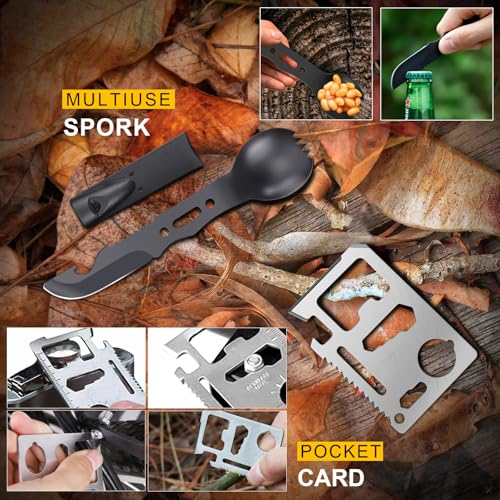 Gifts for Men Christmas 14-in-1 Survival Kit - Premium Outdoor Survival Gear Set with Tactical Tools/Fishing Essentials, P...