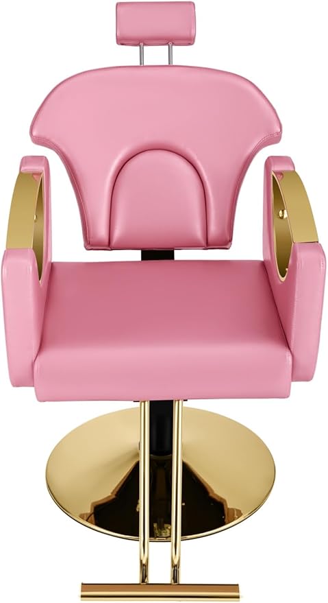 Pink Reclining Barber Chair Salon Chair 360 Degree Swivel Hair Chair Hydraulic Pump Cutting Tattoo Chair
