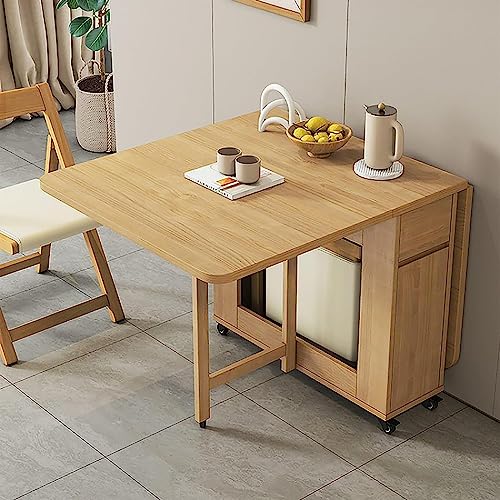 Modern Wooden Foldable Dining Table Set, 55.11cm x 31.4cm x 2cm, Kitchen & Dining Room Set, 4 Chairs, Storage Drawer