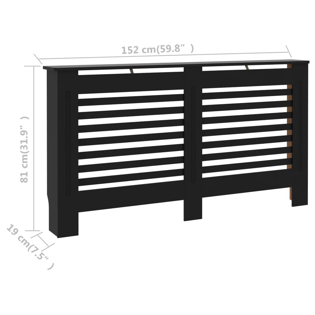 vidaXL Radiator Cover, Radiator Guard for Home Office, Heater Cover for Living Room Decorative, Heating Cabinet Protective Cover, Black MDF