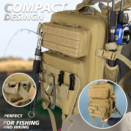 Small Tactical Fishing Tackle Backpack with Removable Plier Holder & Rod Holders Storage Fishing Gear and Equipment Tackle...