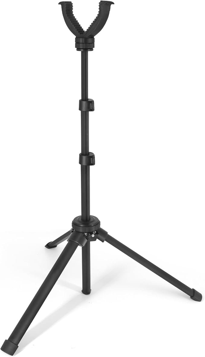 HUNTPAL Gun Rest Rifle Stand Tripod Shooting Stick for Range Table Bench Shooting Practice, Portable Adjustable Compact Aluminum Construction Gun Holder with 360° Swivel V Yoke Head