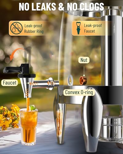 WantJoin Beverage Dispenser With Stand - 3.2 Gallon Drink Dispenser With Ice Core & Fuel Holder, Leakproof Spigot, Visible...