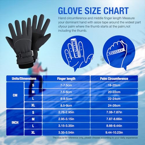 Winter Ski Gloves for Men and Women,Upgraded Windproof Cold Weather Thermal with Touchscreen Fingers for Outdoor Sports