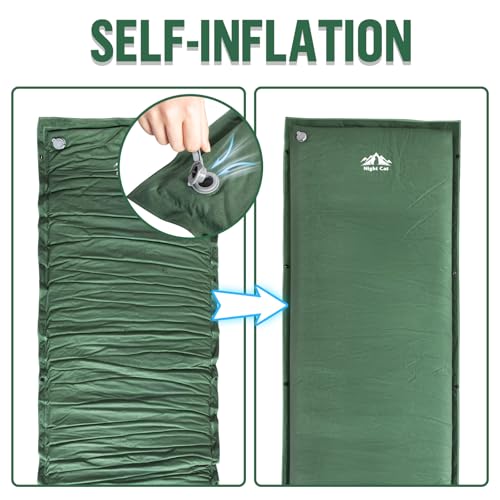 Night Cat Sleeping Bag with Self-Inflating Sleeping Pad for Camping - 4 in 1 Poncho for Adults Ultralight Wearable Quilt 3...