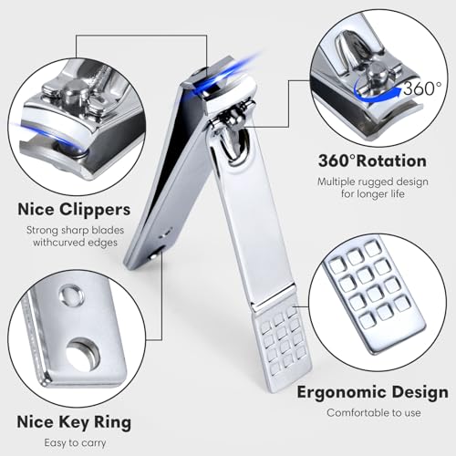 Nail Clippers Set Fingernail and Toenail Clipper Cutters Men's Accessories,Manicure Pedicure Kit Professional Grooming Kit...