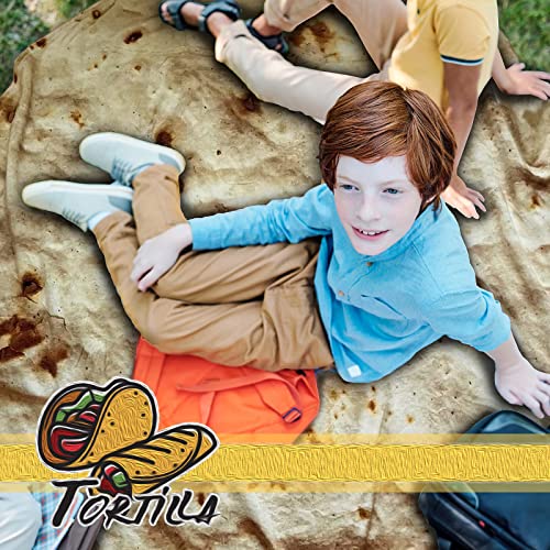 Bcareself Tortilla Blanket Adult Size Giant Double Sided for Kids Funny Realistic Food Personalized Throw Blanket Novelty ...