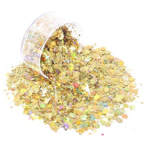Holographic Chunky Glitter, Set of 12, Licool Craft Glitter for Resin Art Crafts, Cosmetic Glitter for Nail Body Face Eye,...