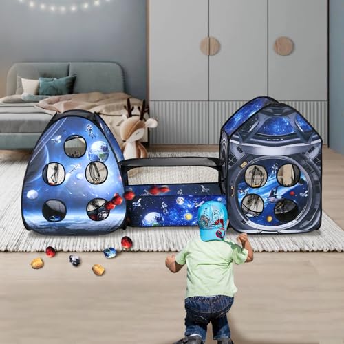3 Pcs Galaxy Kid Play Tent Pop up Tent Play Tunnel Indoor and Outdoor Playhouse for Kid Beanbag Toss Game for Team Competi...