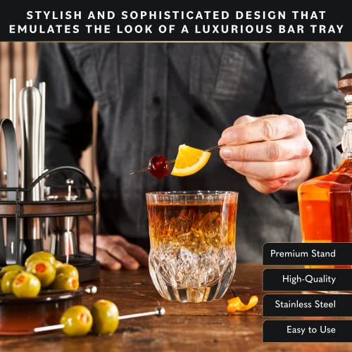 Home Hero Bartender Kit - 22-Piece Cocktail Shaker & Bar Tool Set - Wooden Stand Display & Bar Cart Accessories - Recipe B...
