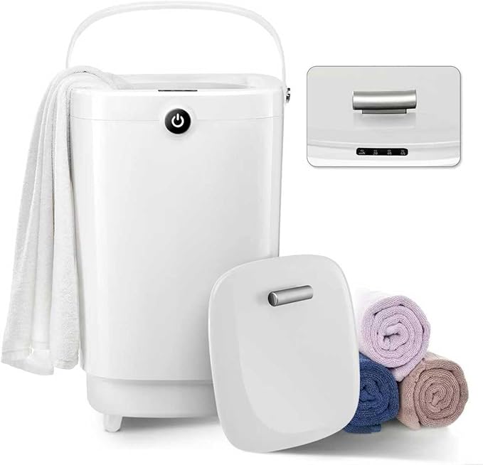 Towel Warmers for Bathroom Bucket，Luxury Large Spa Towel Hot Warmer Bucket Style-Hot Towels in 10 Minutes-Fits Up to Two 40"x70" Oversized Towels - Bathrobe, Towel, Blanket-White