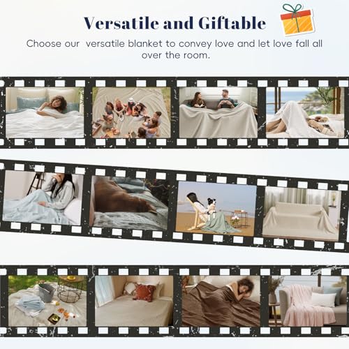 PHF Cooling Waffle Blanket King Size, Lightweight 60% Rayon Derived from Bamboo & 40% Cotton Breathable Blanket for Hot Sl...