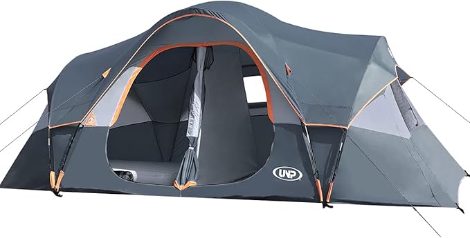 UNP Camping Tent 10-Person-Family Tents, Parties, Music Festival Tent, Big, Easy Up, 5 Large Mesh Windows, Double Layer, 2...