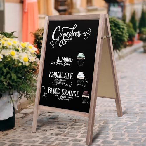 TEAKMAMA A Frame Chalkboard Sign, 40"x20" Extra Large Chalk Board Double-Sided Sidewalk Sign Sturdy Sandwich Menu Board fo...